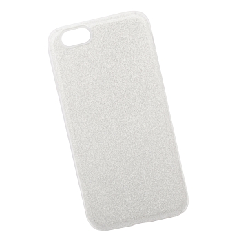 Силиконовая крышка "LP" для Apple iPhone 6, 6S "Блёстки" TPU, серебро (европакет)