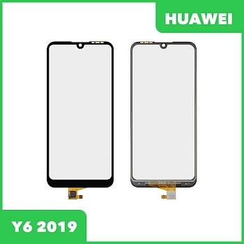Сенсорное стекло (тачскрин) для Huawei Y6 2019 (MRD-LX1F), черный