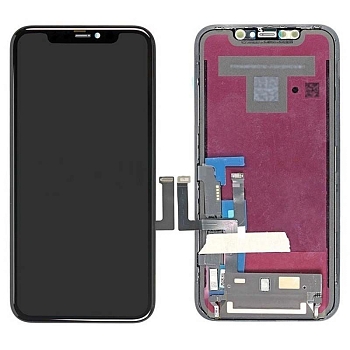 Модуль для Apple iPhone 11 + тачскрин, черный с рамкой (copy LCD)