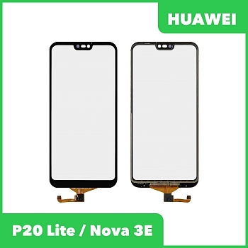 Сенсорное стекло (тачскрин) + OCA пленка для Huawei P20 Lite, Nova 3E, черный