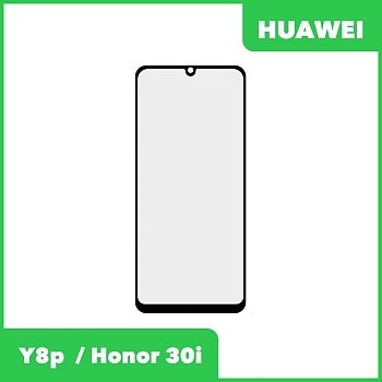 Стекло + OCA пленка для переклейки Huawei Y8p (AQM-LX1), Honor 30i (LRA-LX1), черный