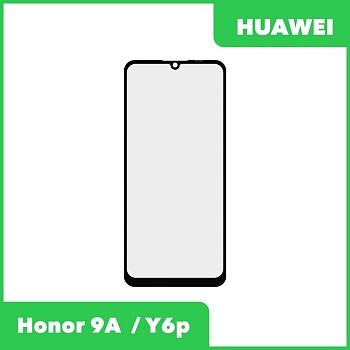 Стекло + OCA пленка для переклейки Huawei Honor 9A (MOA-LX9N), Y6p (MED-LX9N), черный