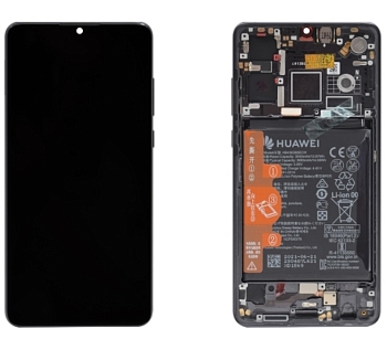 Дисплей Huawei P30 (ELE-L29) в рамке (черный) ОРИГ 100% +АКБ+шлейфа+вибро