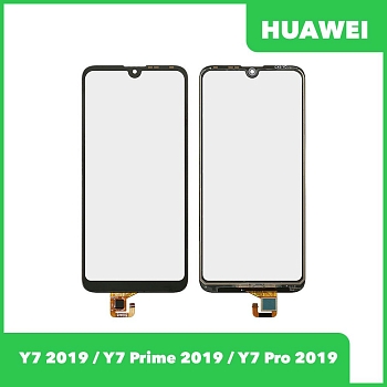 Сенсорное стекло (тачскрин) для Huawei Y7 2019 (DUB-LX1), Y7 Prime 2019, Y7 Pro 2019 (DUB-LX2), черный