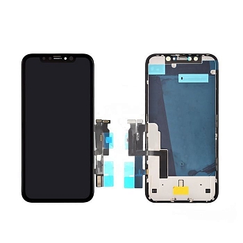 Дисплей для Apple iPhone XR + тачскрин с рамкой + задняя металлическая рамка, черный (100% LCD)